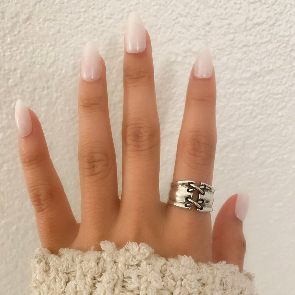 925 Sterling Silver Lace Up Ring Criss Cross Ring Modern Minimalist Ring Band - Picture 6 of 9